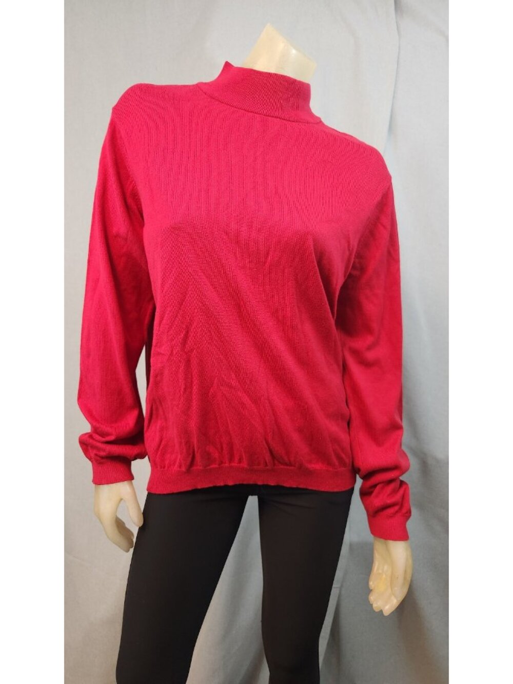 Talbots Solid Red Mock Neck Long Sleeve Top Shirt Blouse Womens USED LARGE